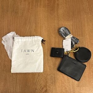 NWT Fawn Design Pouch Pendant Set – Matte Black Vegan Leather